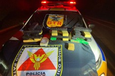 Grupo Tatico (GTR) e Tatico Movel prendem condutor com 30 barras de maconha na MG-129 em Itabira 