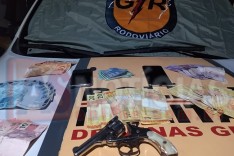 Rodoviários prendem suspeitos de crimes com revolver e dinheiro na MG-129 em Itabira 