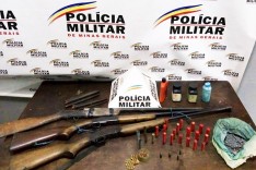 Homem é preso no Distrito de Florária com espingardas e munições depois de agredir mulher em Santa Bárbara 