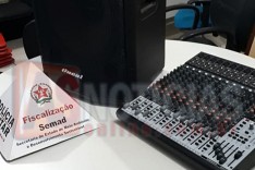 PM de Meio Ambiente apreende som por poluição sonora em bar na Av Cauê no bairro Campestre em Itabira