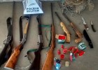 Policia de Meio Ambiente faz apreensões de armas e redes usadas para caça e pesca em São Gonçalo do Rio Abaixo
