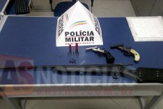 PM prende suspeito e armas de fogo na localidade do Tatu em Santa Maria de Itabira