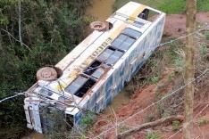 Ônibus escolar despenca em ribanceira deixando alunos feridos em Antônio Dias 