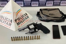 PM prende suspeitos um deles foragido da justiça e apreende revolver no bairro Machado em Itabira