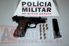 PM apreende pistola 380 ao ser acionada por uma mulher que estava sendo agredida no Ribeira de Cima 