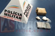 PM prende suspeito de trafico de drogas na localidade do Tatu com maconha e cocaína em Santa Maria de Itabira 