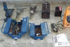 PM de Barão de Cocais recupera ferramentas furtadas em empresa e apreende menor e veiculo usado no crime
