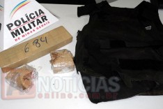 Policia Militar apreende barra de maconha e colete balístico no bairro Eldorado em Itabira	