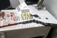 PM de Barão de Cocais apreende armas e munições depois de chamado de violência doméstica