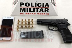 PM apreende adolescente e pistola 9 mm no bairro São Bento em Itabira