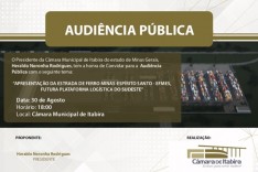 Audiência Pública discutirá nova ferrovia que ligará Minas ao Espírito Santo