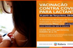Coronavírus: Lactantes com bebês de até 6 meses começam a se vacinar em Itabira 