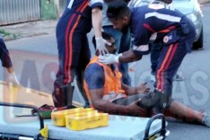 Moto-taxista fica ferido em acidente em rotatória do bairro Esplanada da Estação 